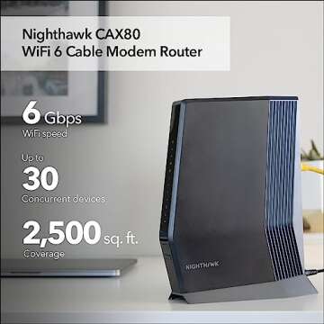 NETGEAR Nighthawk Cable Modem with Built-in WiFi 6 Router (CAX80) - Compatible All Major Providers i...