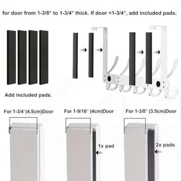 Dseap 5 Tri Over The Door Clothes Hanger and Towel Rack, Heavy Duty White