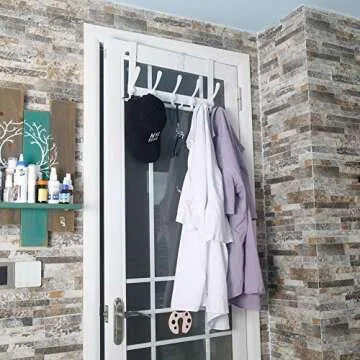 Dseap 5 Tri Over The Door Clothes Hanger and Towel Rack, Heavy Duty White