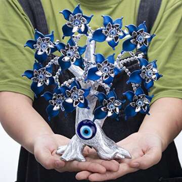 10.4'' Turkish Evil Eye Tree Protection Evil Eye Statue for Good Luck,Feng Shui Tree Decorations for Home