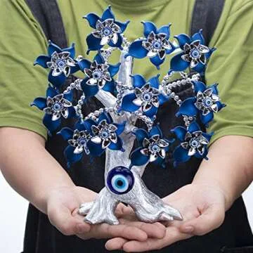 10.4'' Turkish Evil Eye Tree Protection Evil Eye Statue for Good Luck,Feng Shui Tree Decorations for Home