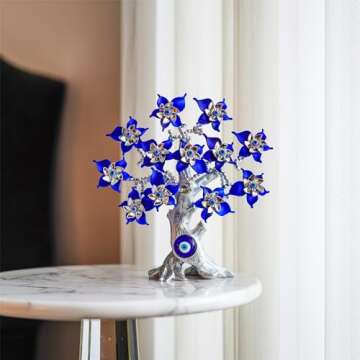 10.4'' Turkish Evil Eye Tree Protection Evil Eye Statue for Good Luck,Feng Shui Tree Decorations for Home