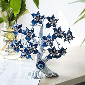 10.4'' Turkish Evil Eye Tree Protection Evil Eye Statue for Good Luck,Feng Shui Tree Decorations for Home