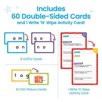 hand2mind Beginning Word Builder, CVC Word Games, Spelling Toys for Kids 3-5, Learning How to Read, Sight Words Flash Cards, Kindergarten Learning Activities, Science of Reading Manipulatives