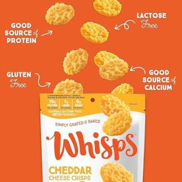 Whisps Cheese Crisps Cheddar Cheese | Protein Chips | Healthy Snacks | Protein Snacks, Gluten Free, High Protein, Low Carb Keto Food (2.12 Oz, 3 Pack)