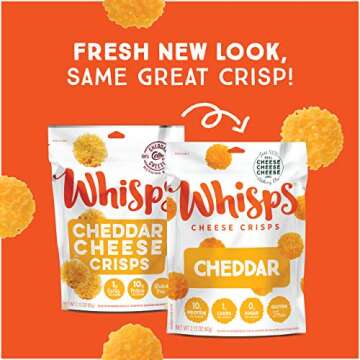 Whisps Cheese Crisps Cheddar Cheese | Protein Chips | Healthy Snacks | Protein Snacks, Gluten Free, High Protein, Low Carb Keto Food (2.12 Oz, 3 Pack)