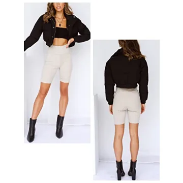 UANEO Cropped Puffer Jacket for Women in Black