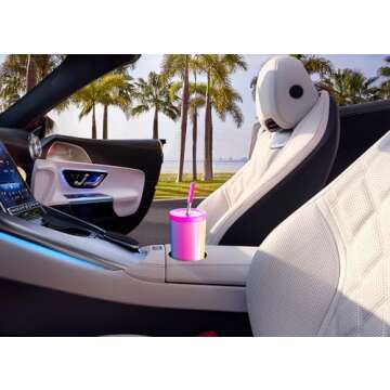 Meoky 24 oz Insulated Tumbler with Lid and Straw, Stainless Steel Vacuum Insulated Tumbler, Keeps Cold for 24 Hours, 100% Leak Proof, Fits in Car Cup Holder (Carnival)