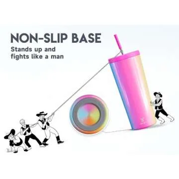 Meoky 24 oz Insulated Tumbler with Lid and Straw, Stainless Steel Vacuum Insulated Tumbler, Keeps Cold for 24 Hours, 100% Leak Proof, Fits in Car Cup Holder (Carnival)