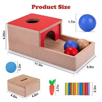 Montessori Toys for 1 Year Old, 4 in 1 Wooden Toys for Baby Boy Girl, Object Permanence Box, Color&Shape Sorting Learning Matching Game, Carrot Harvest, Preschool Educational Gifts for Toddler