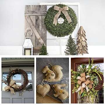 Burlap Wired Edge Ribbon for Gift Wrapping, Christmas Trees Decorations, Big Bow, Wreath, Crafts Making, 2 Rolls, 2.5 Inch x 6 Yards