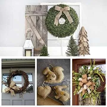 Burlap Wired Edge Ribbon for Gift Wrapping, Christmas Trees Decorations, Big Bow, Wreath, Crafts Making, 2 Rolls, 2.5 Inch x 6 Yards