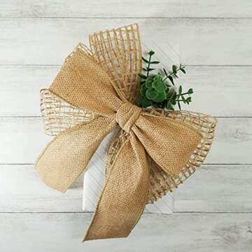 Burlap Wired Edge Ribbon for Gift Wrapping, Christmas Trees Decorations, Big Bow, Wreath, Crafts Making, 2 Rolls, 2.5 Inch x 6 Yards