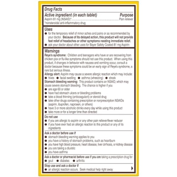 Bayer Aspirin Regimen 81mg Easy to Swallow Tablets 200 Count