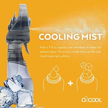 O2COOL Deluxe Handheld Battery Powered Water Misting Fan (Grey)