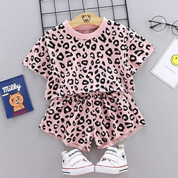 Leopard Print Summer Clothes Set for Toddler Girls