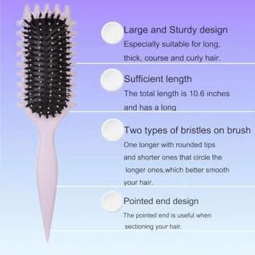 Curl Defining Brush-Curly Hair Brush Define Styling Brush for Curly Hair,Curl Brush for Curly Hair Wet,Shaping & Defining Curls for Women (Pinkish Lavender)