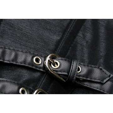 Charmian Women's Steampunk Gothic Heavy Strong Steel Boned Corset with Zipper Black Medium