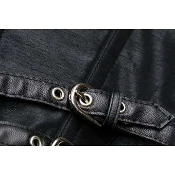 Charmian Women's Steampunk Gothic Heavy Strong Steel Boned Corset with Zipper Black Medium