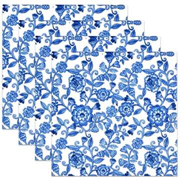Elegant Blue Floral Cocktail Napkins - 100 Pack for Events