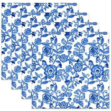 Elegant Blue Floral Cocktail Napkins - 100 Pack for Events