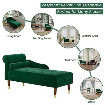 Vesgantti 59" Velvet Chaise Lounge Elegant Indoor Comfort