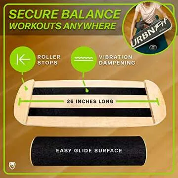 URBNFit Wooden Balance Board Trainer - Wobble Board for Skateboard, Hockey, Snowboard & Surf Training - Balancing Board w/Workout Guide to Exercise and Build Core Stability﻿