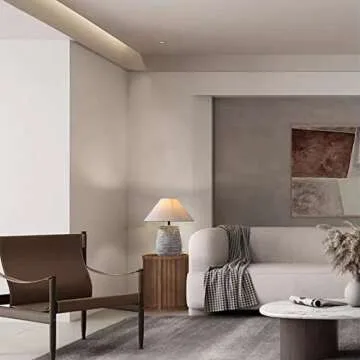 PURESILKS Farmhouse White Table Lamp, Modern Handmade Ceramic Table Lamp, Southwest Rustic Table Lamp with Fabric Drum Shade Decor for Living Room Bedroom Bedside Nightstand