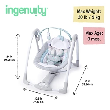 Ingenuity Abernathy Portable Baby Swing with Music & Nature Sounds