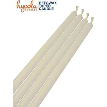 8" Beeswax Taper Candles 12 Pack - Handmade, All Natural, 100% Pure Unscented Bee Wax Candle - Tall, Decorative, White - 8 Hour Burn Time