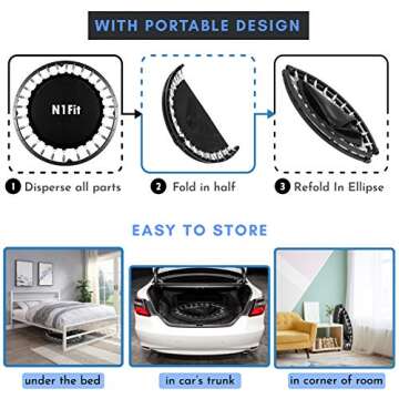 40" Mini Trampoline for Adults - Exercise Trampoline, Mini Trampolines, Personal Trampoline, Trampoline Small Indoor, Rebounding Tiny Trampoline with Springs System for Home Cardio Workouts