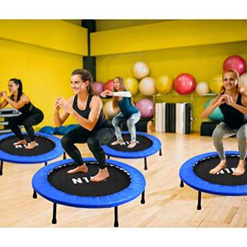 40" Mini Trampoline for Adults - Exercise Trampoline, Mini Trampolines, Personal Trampoline, Trampoline Small Indoor, Rebounding Tiny Trampoline with Springs System for Home Cardio Workouts
