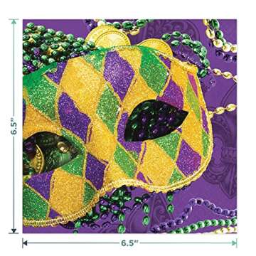 Masks of Mardi Gras Paper Dinner Plates, Napkins, and Forks (Serves 16)