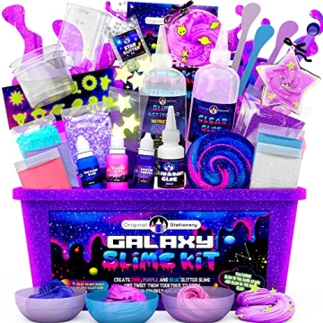 Galaxy Slime Kit DIY Fun Glow in The Dark for Kids - 25 Piece Set