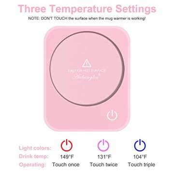 ANBANGLIN Coffee Mug Warmer, Smart Coffee Warmer for Desk, 3 Temperature Control & Auto Shut Off, Cup Warmer for Candle,Milk,Tea,Beverage,Cute Coffee Lovers Gift Ideas（Pink-No Mug）