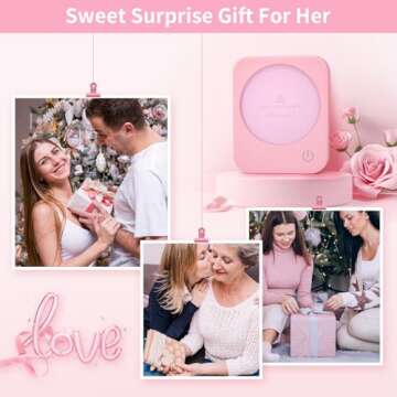 ANBANGLIN Coffee Mug Warmer, Smart Coffee Warmer for Desk, 3 Temperature Control & Auto Shut Off, Cup Warmer for Candle,Milk,Tea,Beverage,Cute Coffee Lovers Gift Ideas（Pink-No Mug）