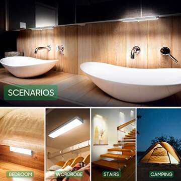 LED Closet Light, 24-LED Dimmer Rechargeable Motion Sensor Under Cabinet Lighting Wireless Stick-Any...