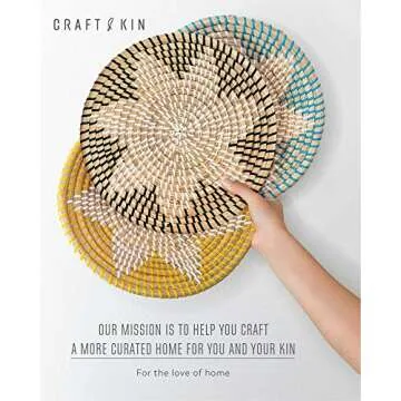 Handmade Woven Wall Basket Decor | Boho Home Decor | Round Woven Basket | Hanging Wall Decor for Home Bedroom, Kitchen, and Living Room | Decorative and Seagrass Bowl - Ebony