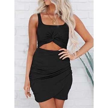 Acelitt Summer Dresses for Women 2025 Cut Out Beach Sundress Vegas Outfits Black M