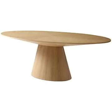 Gavin Collection Oval Oak Wood Dining Table 90"