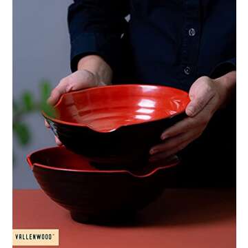 2 XL bowl set, 6 Pieces Ramen Bowl Set by Vallenwood. Asian Japanese soup with Spoons and Chopsticks...