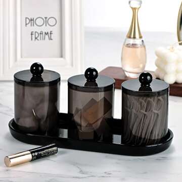 Stylish 4-Piece Qtip Holder Bath Set with Tray