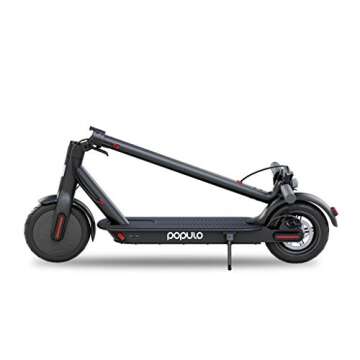 POPULO Folding Electric Scooter for Adults - Powerful 350W Motor, Long Battery Life, Double Braking System, Portable Design - Up to 15 MPH & 14.5 Miles Range with 8.5'' Pneumatic Tires., black