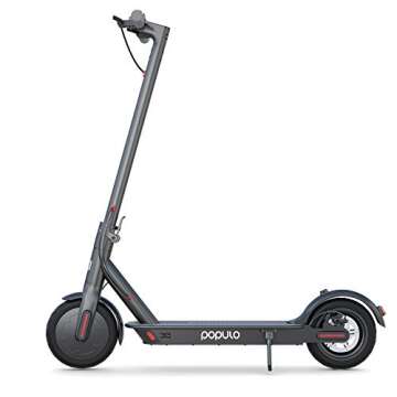 POPULO Folding Electric Scooter for Adults - Powerful 350W Motor, Long Battery Life, Double Braking System, Portable Design - Up to 15 MPH & 14.5 Miles Range with 8.5'' Pneumatic Tires., black
