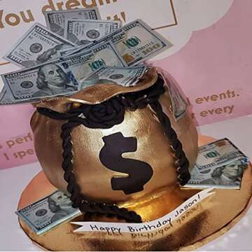 GEORLD 30 Precut 100 Dollar Bill Edible Money Image Wafer Paper for Cake Topper Cupcake Decorations ...