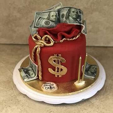 GEORLD 30 Precut 100 Dollar Bill Edible Money Image Wafer Paper for Cake Topper Cupcake Decorations Precut Edible Fake Money