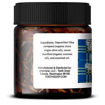 Tooth Soap – Peppermint Shreds – 4 oz – All Natural, Fluoride-Free Tooth & Gum Cleaner – Enhanced with Organic Coconut & Extra Virgin Olive Oil with Essential Oils (Peppermint Shreds)