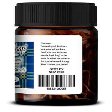 Tooth Soap – Peppermint Shreds – 4 oz – All Natural, Fluoride-Free Tooth & Gum Cleaner – Enhanced with Organic Coconut & Extra Virgin Olive Oil with Essential Oils (Peppermint Shreds)