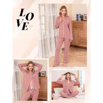 Leikar Pajama Set For Women Soft Long Sleeve Long Sleeve Sleepwear Pjs Lounge Sets S Brick Red