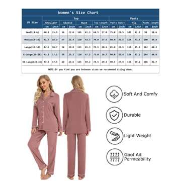 Leikar Pajama Set For Women Soft Long Sleeve Long Sleeve Sleepwear Pjs Lounge Sets S Brick Red
